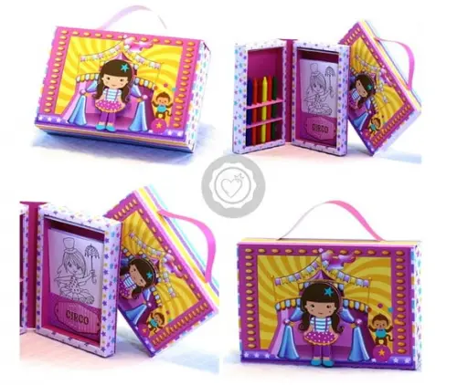 Arquivo de Corte Kit Pintura Maleta Circo Rosa