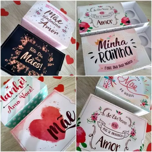 Arquivo de corte Caixas para 6 doces dia das Maes