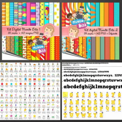 Kit digitais Bita e os Animais + papeis