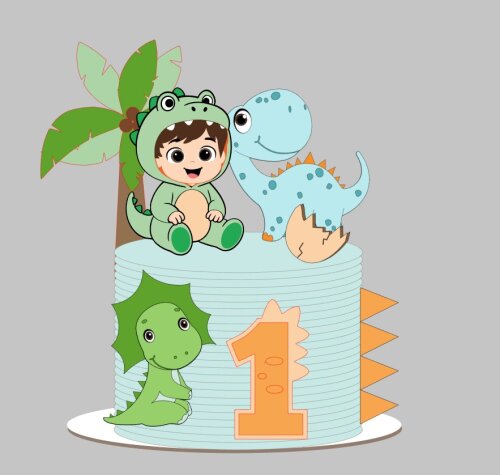 Topo de bolo dinossauro menino baby