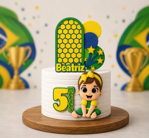 Topo de bolo copa do mundo baby em camadas