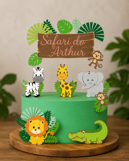 Arquivo de corte topo de bolo safari com jacaré
