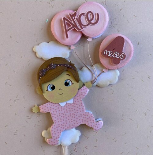 Arquivo de Corte Topo bebe menina com balões