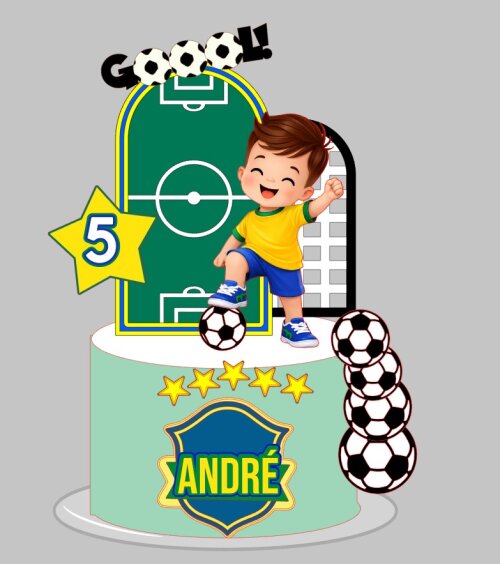 Topo de bolo futebol Brasil  menino