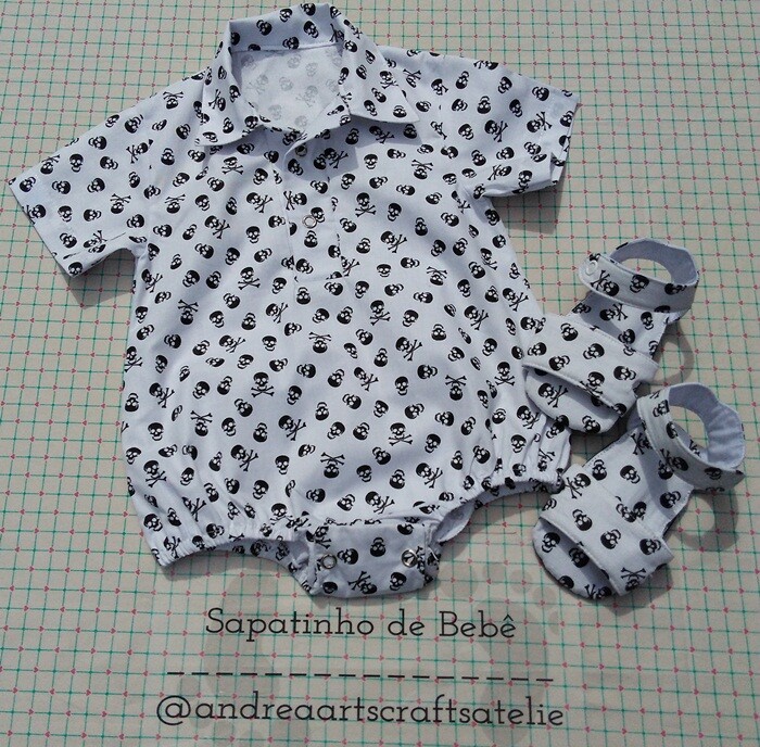 Conjunto Body Camisa e Sapatinho/Pantufa - RN a 18 meses