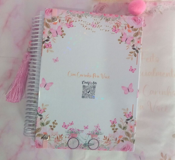 Agenda Dupla Floral Rosa-datada/permanente/150 Folhas