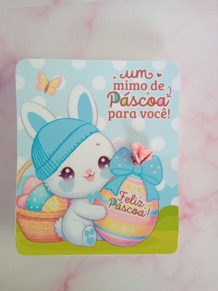 Balinha na Card Feliz Páscoa Coelhinho