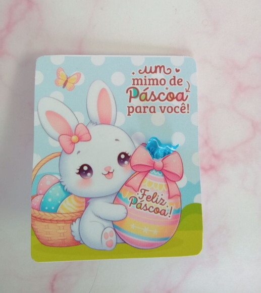 Balinha na Card Feliz Páscoa Coelhinho