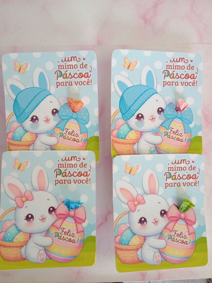 Balinha na Card Feliz Páscoa Coelhinho