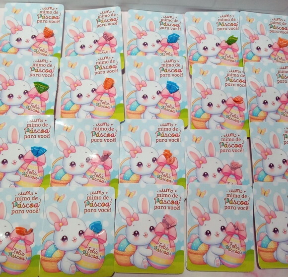 Balinha na Card Feliz Páscoa Coelhinho