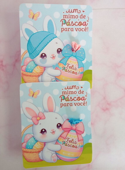 Balinha na Card Feliz Páscoa Coelhinho