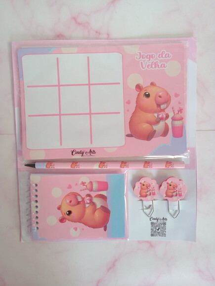 Bloquinho e Lápis + Jogo da Velha Personalizados