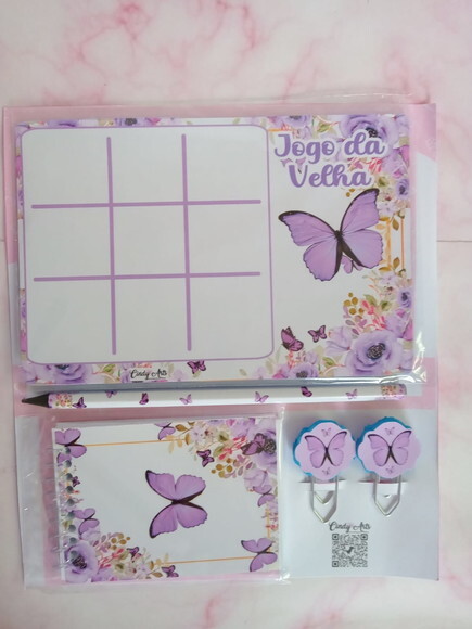 Bloquinho e Lápis + Jogo da Velha Personalizados