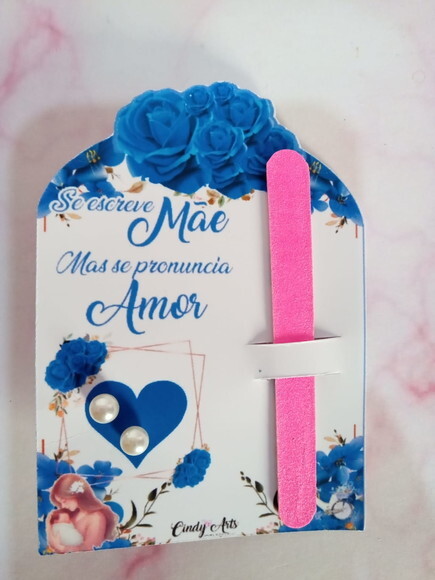 Brinco e Mini Lixa na Card Dia das Mães -floral