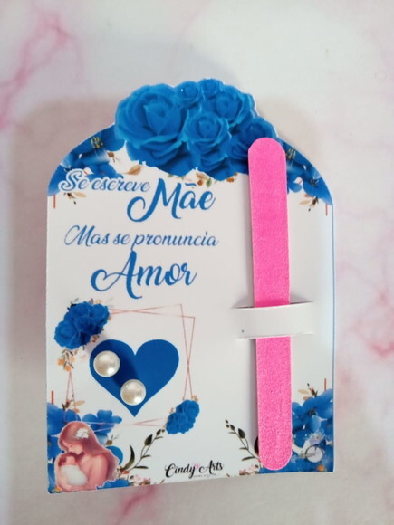 Brinco e Mini Lixa na Card Dia das Mães -floral