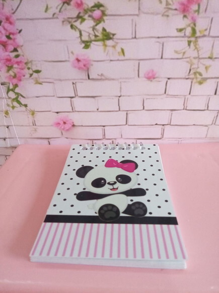 Caderninho Panda Menina -7x10 40fls Brancas