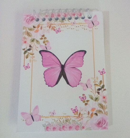 Caderninho/bloq. C/mini Lápis Borboleta Rosa-7x10 40fls Br
