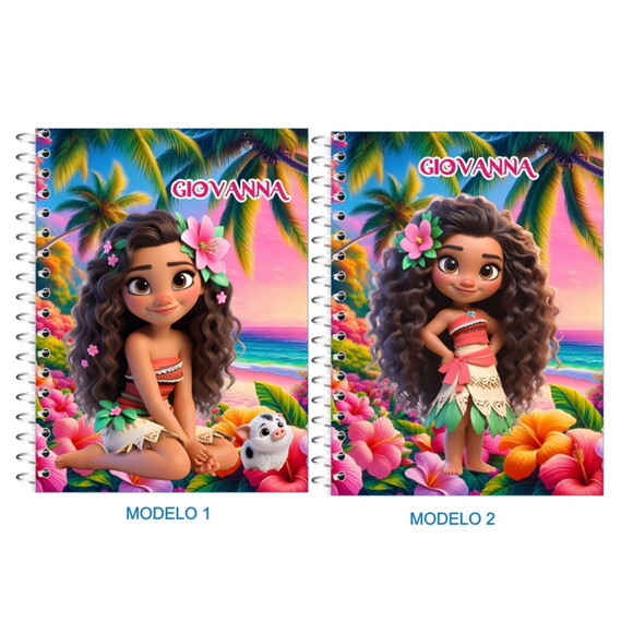 Caderno Universitário Personalizado Moana Cute - 50 Folhas