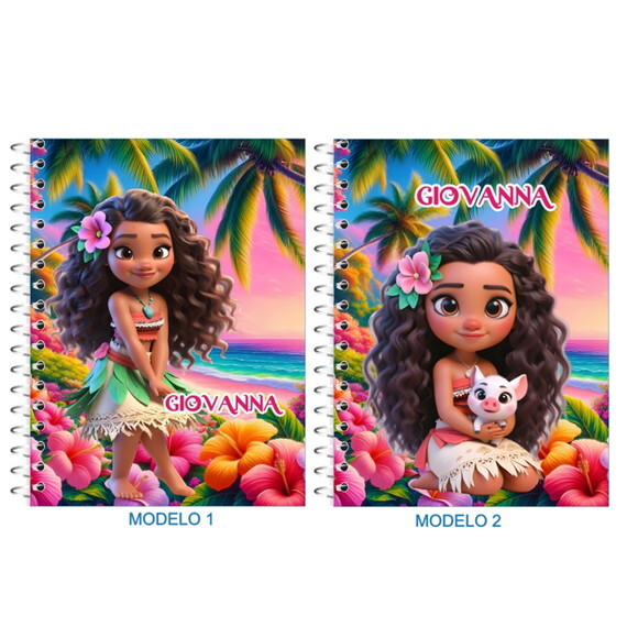 Caderno Universitário Personalizado Moana Cute 2.0- 50folhas