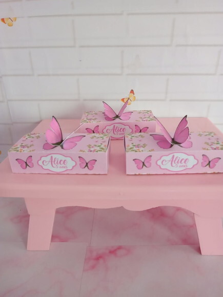 Caixa 2 Batons Personalizada Borboleta Rosa