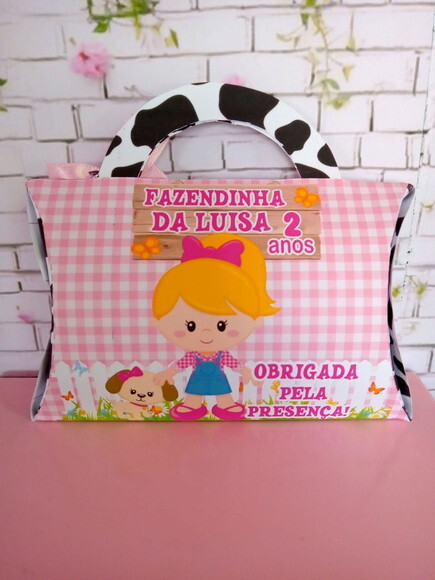 Caixa Almofada com Alça Fazendinha Rosa
