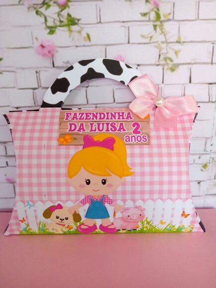 Caixa Almofada com Alça Fazendinha Rosa