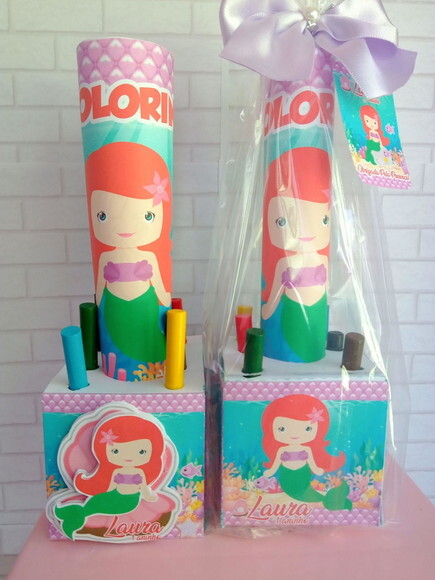 Caixa Cubo Colorir Pequena Sereia Cute