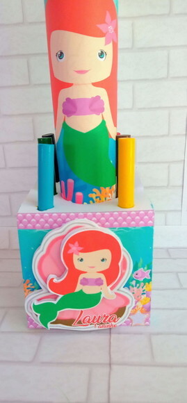 Caixa Cubo Colorir Pequena Sereia Cute