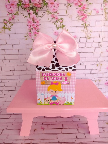 Caixa Cubo Delicada Fazendinha Rosa