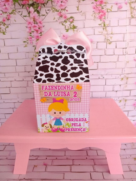 Caixa Cubo Delicada Fazendinha Rosa