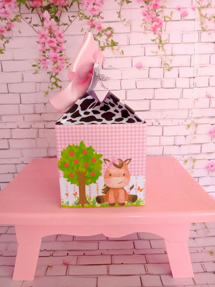 Caixa Cubo Delicada Fazendinha Rosa