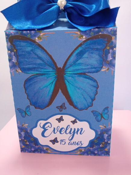 Caixa Lancheirinha Borboleta Azul