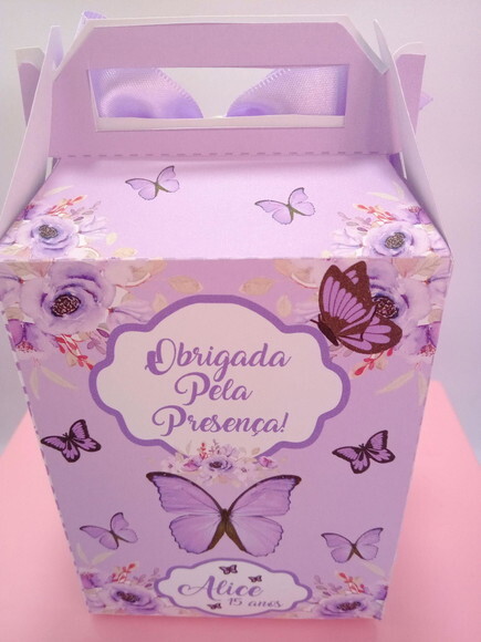 Caixa Lancheirinha Borboleta Lilás