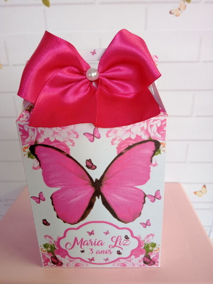Caixa Lancheirinha Borboleta Pink