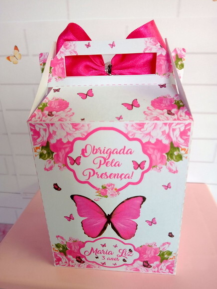 Caixa Lancheirinha Borboleta Pink