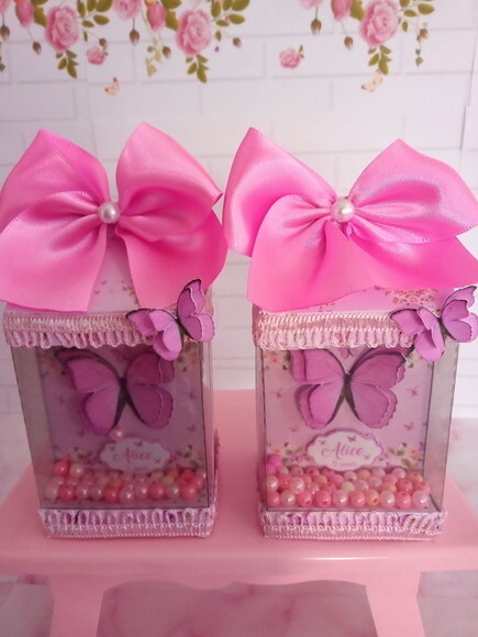 Caixa Milk com Visor Shaker Borboleta Rosa