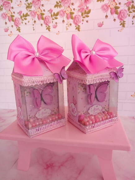 Caixa Milk com Visor Shaker Borboleta Rosa