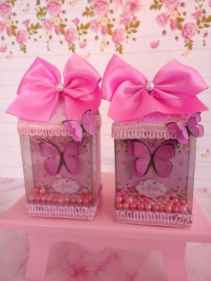 Caixa Milk com Visor Shaker Borboleta Rosa