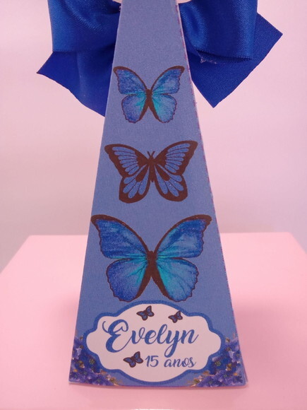 Caixa Pirâmide Borboleta Azul