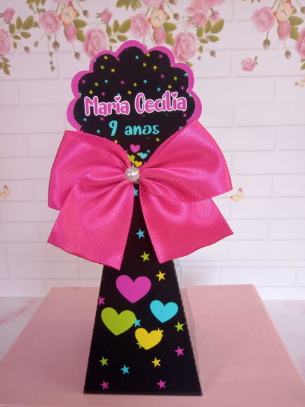 Caixa Pirâmide Festa Neon Lembrancinha
