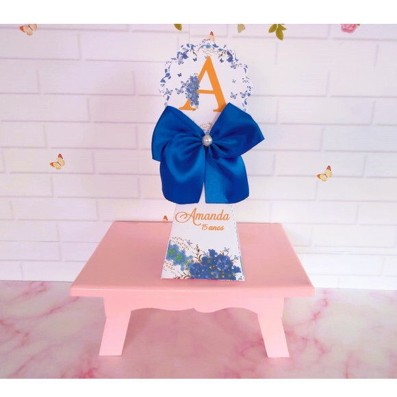 Caixa Pirâmide Floral Azul