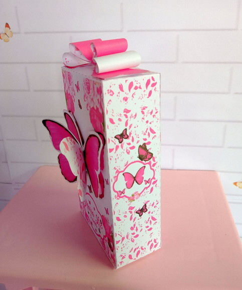 Caixa Retangular Borboleta Pink