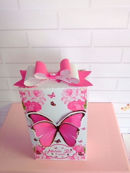Caixa Retangular Borboleta Pink
