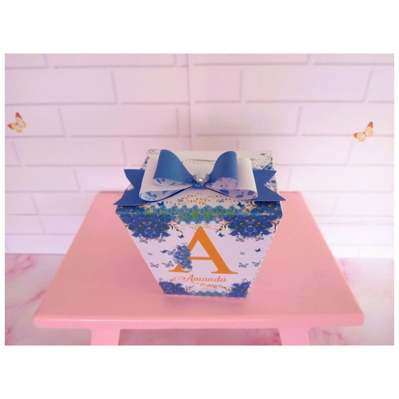 Caixa Sushi Floral Azul