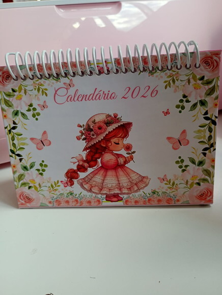 Calendário de Mesa Floral Rosa