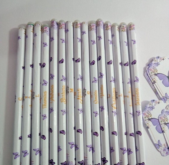 Caneta Bic Personalizada Borboleta Lilás -meia Pérola