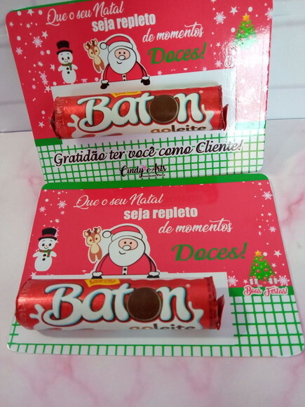 Card com Baton de Chocolate - Feliz Natal
