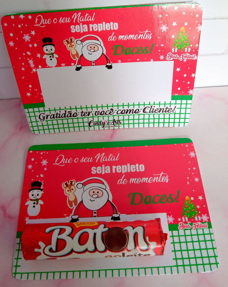 Card com Baton de Chocolate - Feliz Natal