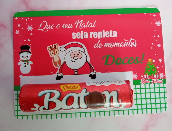 Card com Baton de Chocolate - Feliz Natal