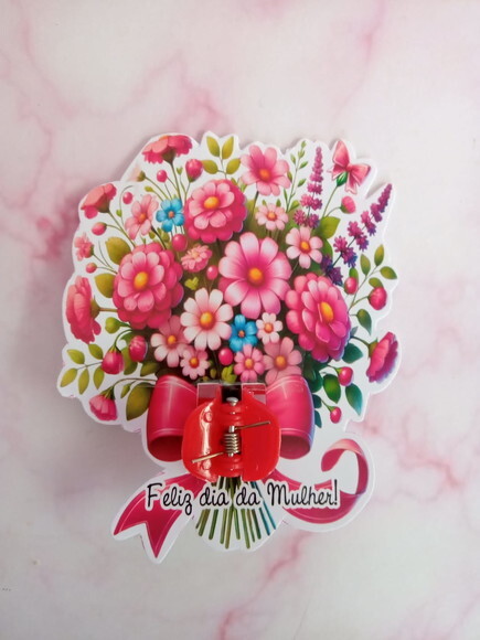 Card com Mini Piranha de Cabelo Dia da Mulher